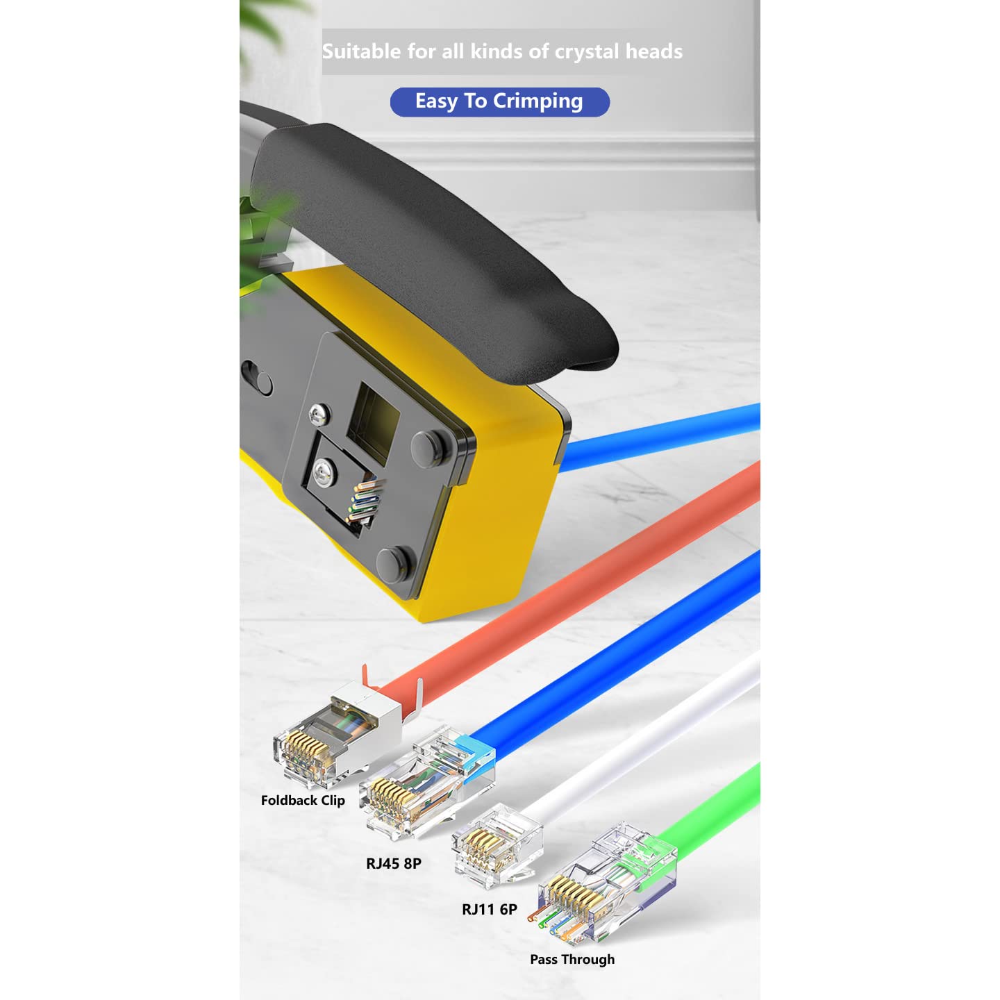Narzędzie do zaciskania przelotowego RJ45, RJ45 Cat5 Cat6 Cat7, narzędzie do zaciskania RJ11, narzędzie do zaciskania kabli sieciowych Ethernet, modułowy sprzęt do zaciskania mini szczypce