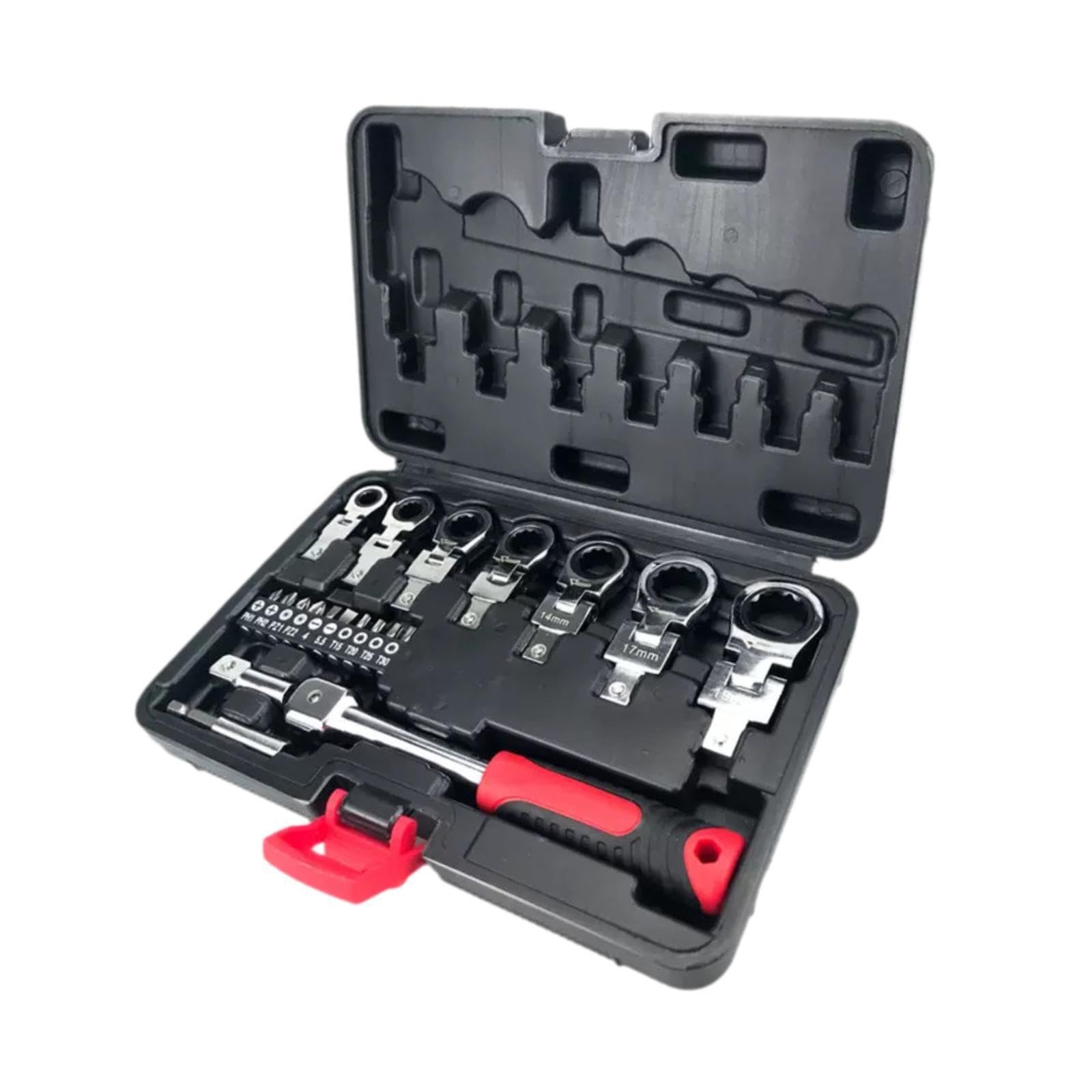 Cydzsra Versatile Auto Repair Tool Kit Flex Ratchet Wrench Set Combination Wrench Tool Kit 20 Piece Handy Repair Tools Included Ratchet Set Changeable Flex