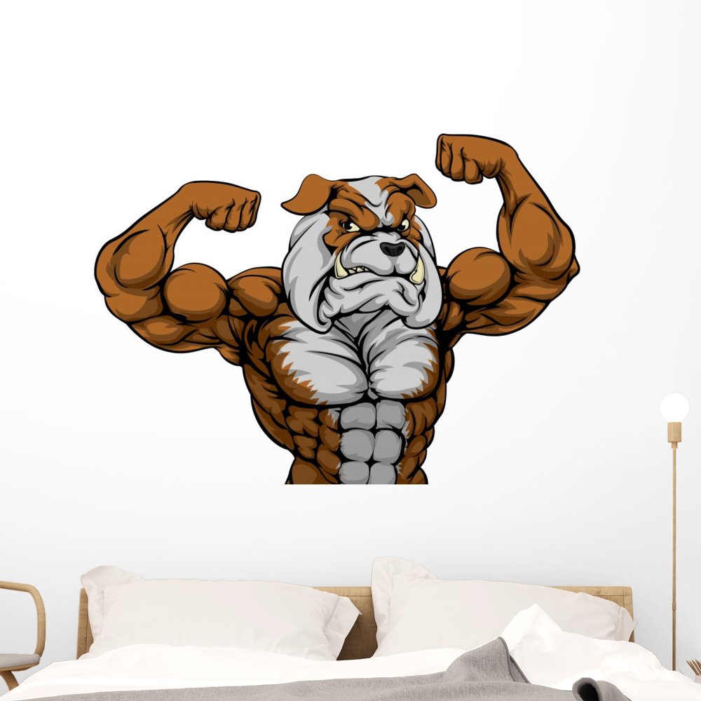 Wallmonkeys Bulldog Mascot Wall Decal Peel and Stick Graphic (48 in W x 34 in H) WM359380
