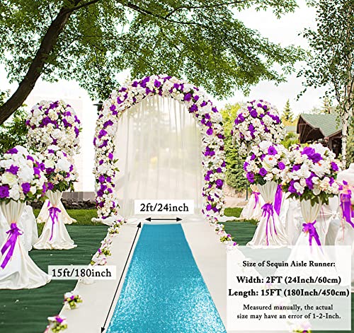 ShinyBeauty 2FTx15FT Aisle Runner für Hochzeiten, Türkis, Glitzer, Pailletten, für Outdoor, Hochzeit, Boden, Aisle, Indoor, Outdoor, für Zeremonien
