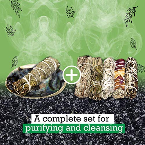 Sage Incense Sticks For Cleansing - White Sage Smudge Sticks For Cleansing - Smudging Kit - Palo Santo Sticks - Abalone Shell For Smudging - Smudging Feather - Sage For Cleansing Negative Energy #TOP4