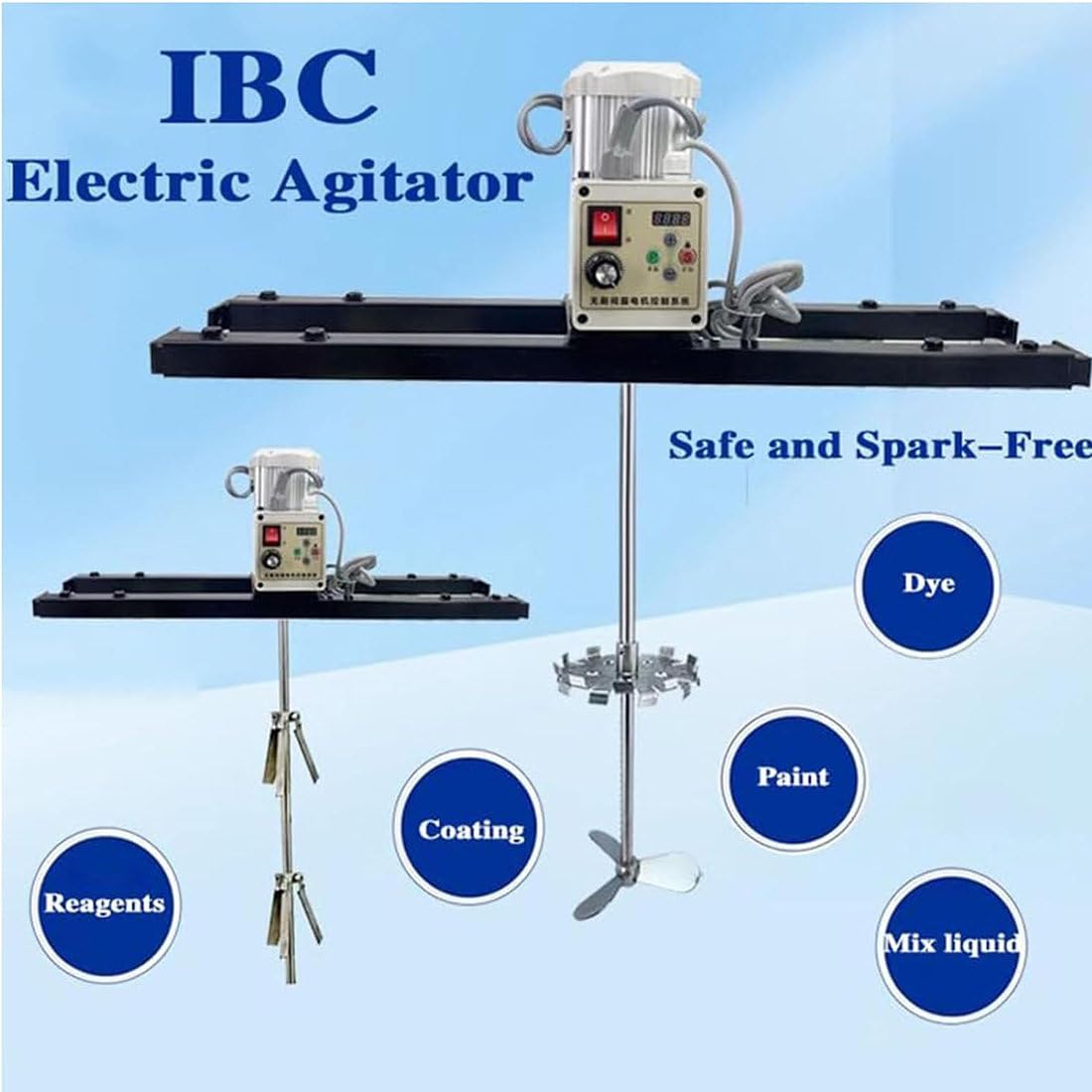 Agitateur électrique pour Réservoir IBC, Agitateur électrique IBC Agitato IBC 1000l, Vitesse : 0-2500 TR/Min, Hélice Pliante avec Support, Agitateur De Peinture,B