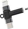 AUX to USB C Lightning 2 in 1 iPhone 16 15 14 13 Pro Max 3.5mm Audio Adapter Headphone Jack Cable Apple Dongle Car Mic Female Compatible Samsung Headset Connector Auxiliary Adapter