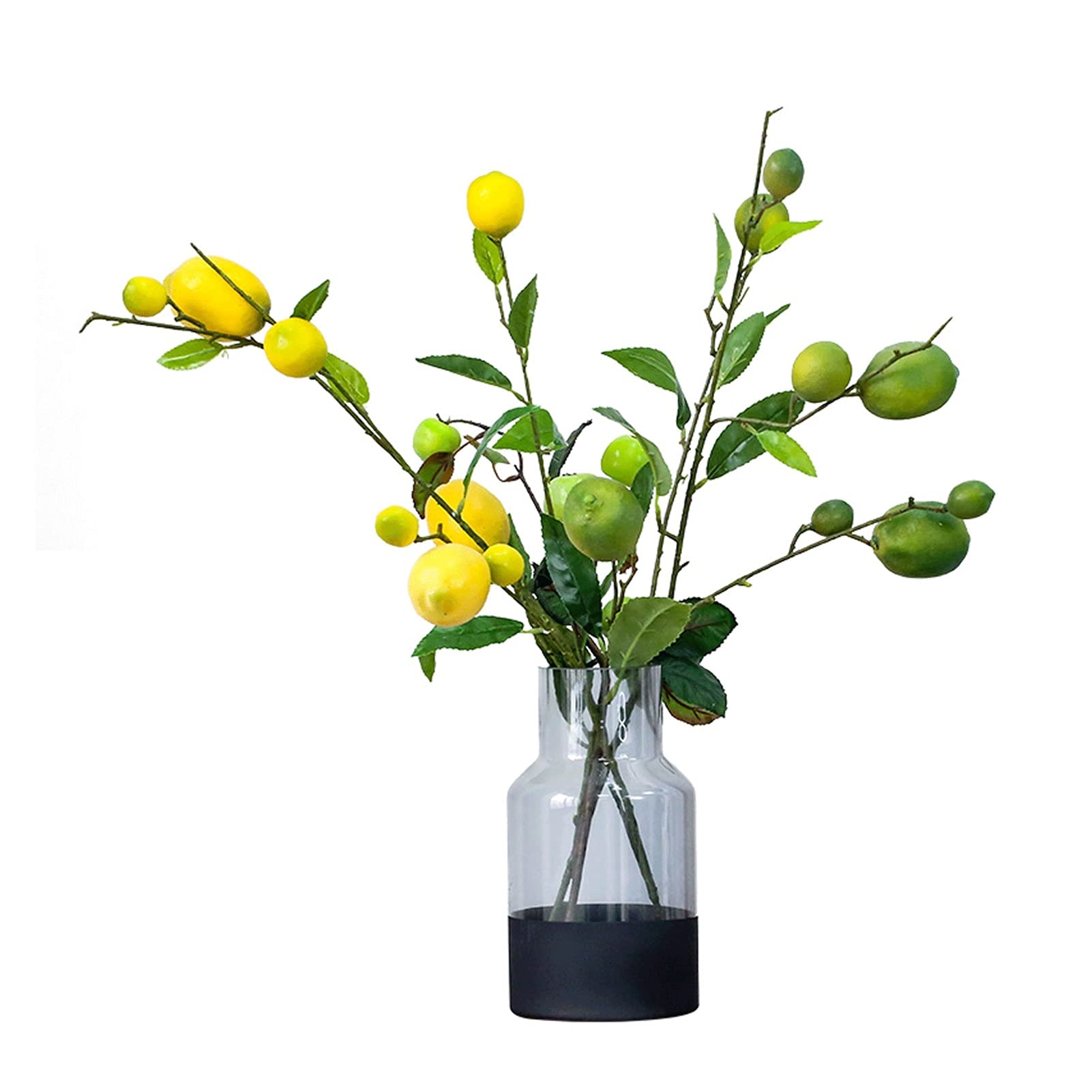 XDLEDMKIZ Artificial Flowers Indoor Vivid Artificial Vine,Artificial Lemon with Vase,Yellow Artificial Lemon Branches for Home Party Garden Decoration Artificial Flowers