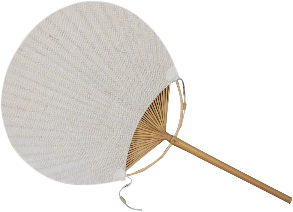 NAYEARN Hand Held Japanese Bamboo Paddle Fan Pure Linen DIY Hemp White and Indigo