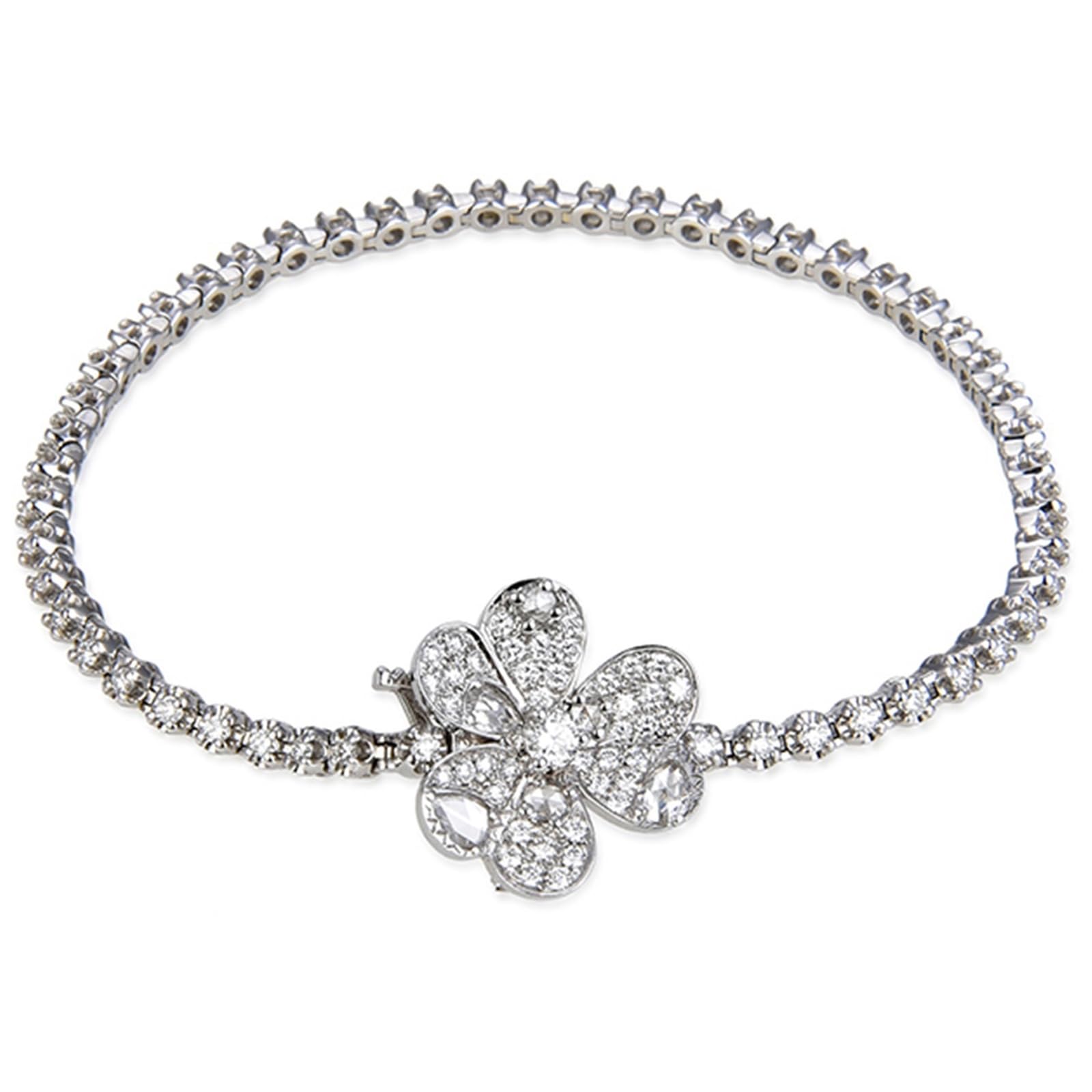 Bransoletka D białe złoto 750/585/375, bransoletka damska Moissanit 1.284ct 16-20 cm, bransoletka ślubna dla chłopaków