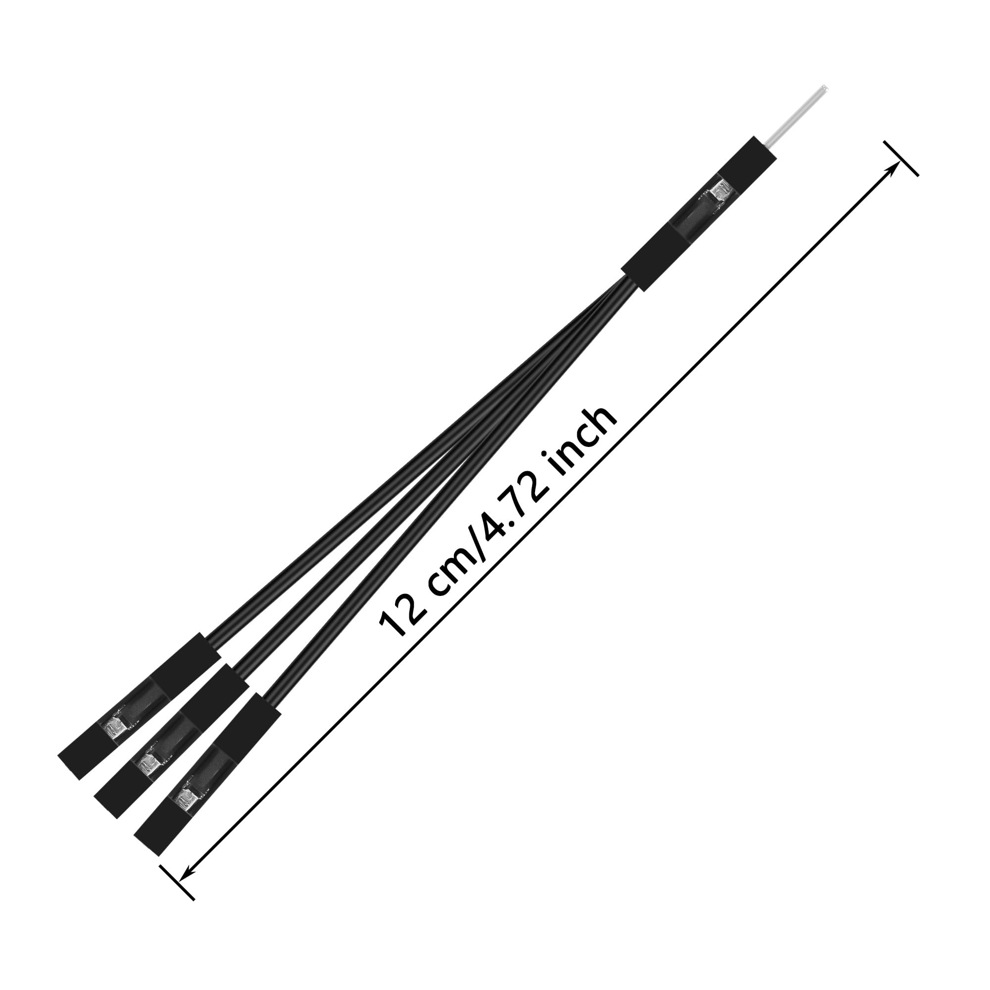 GINTOOYUN 10 cavi neri da 1 a 3 breadboard jumper da 28 AWG, 1 maschio a 3 femmine, 2,54 mm, terminale DuPont per tecnologia PCB, schede madri PC, ecc. (4,72 pollici)