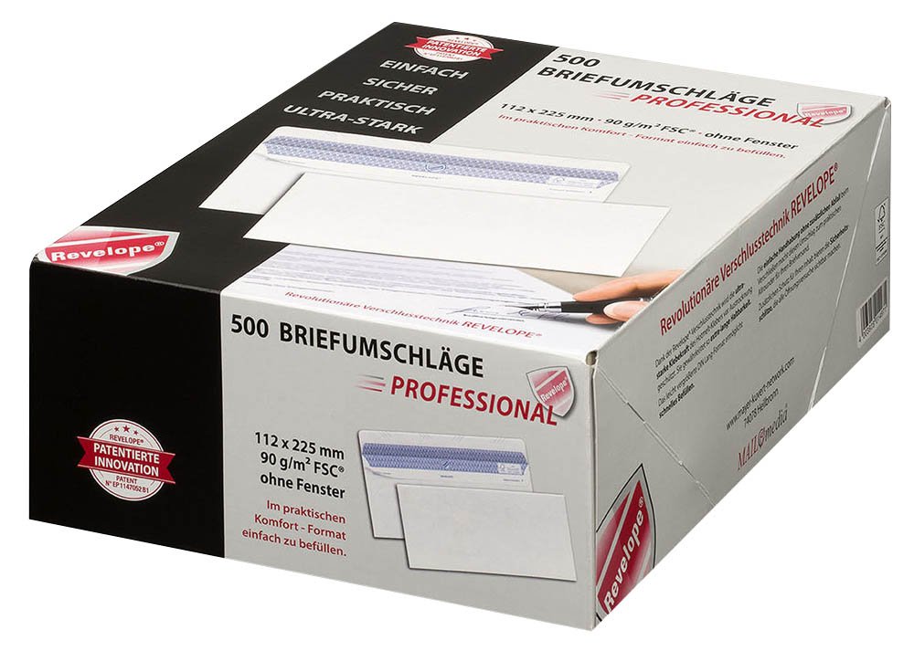Profesjonalne koperty 112 x 225 mm samoprzylepne offset białe 90 g/m² (FSC), 30051799