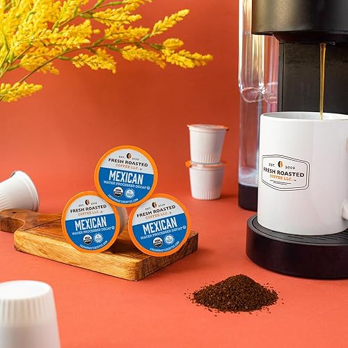 Miniatura 4 de Fresh Roasted Coffee, Agua suiza mexicana orgánica descafeinada, Kosher, compatible con K-Cup, 24 cápsulas