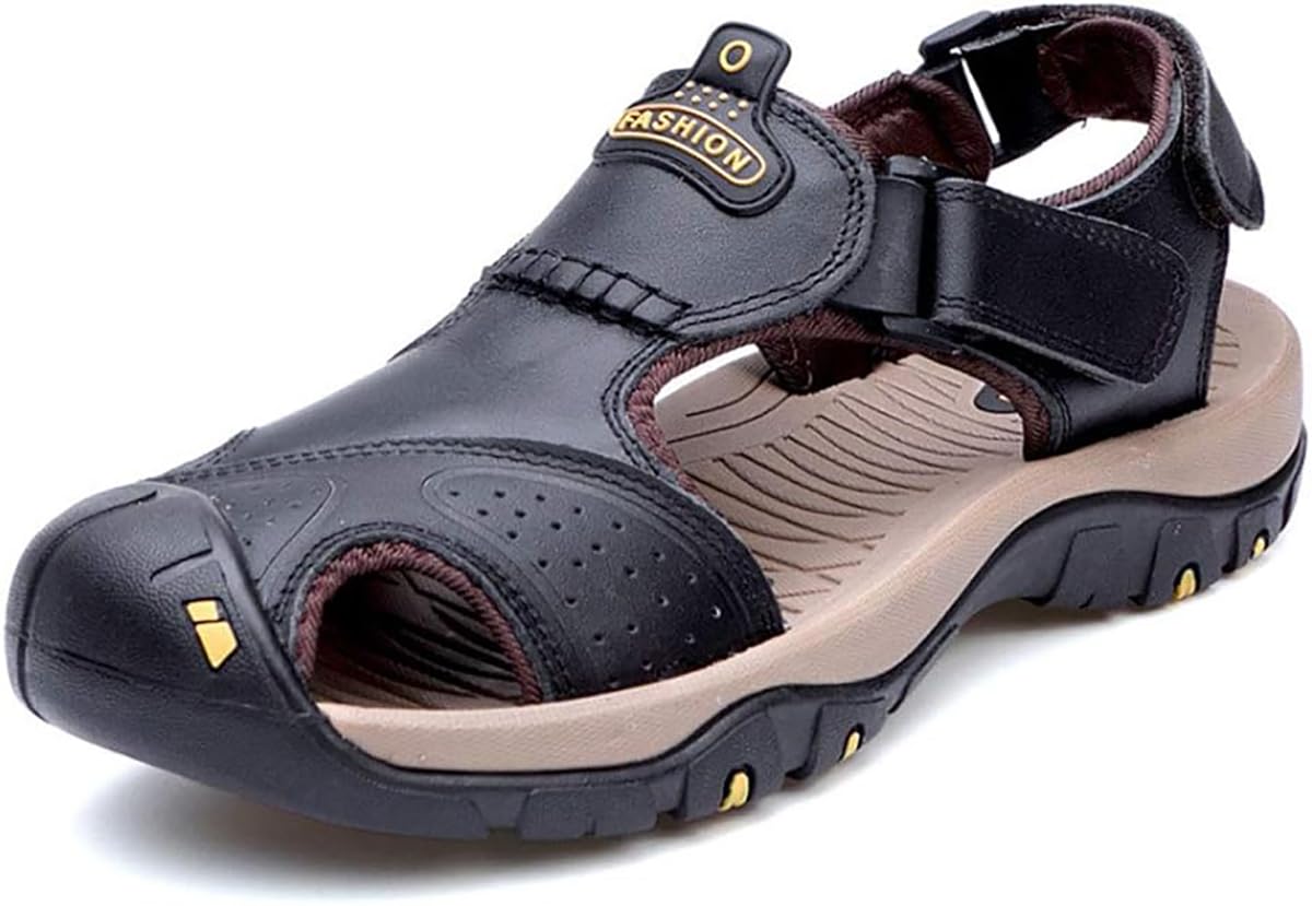 Sandali Estivi da Uomo in Pelle, Punta Chiusa, Scarpe Sportive All'aperto
