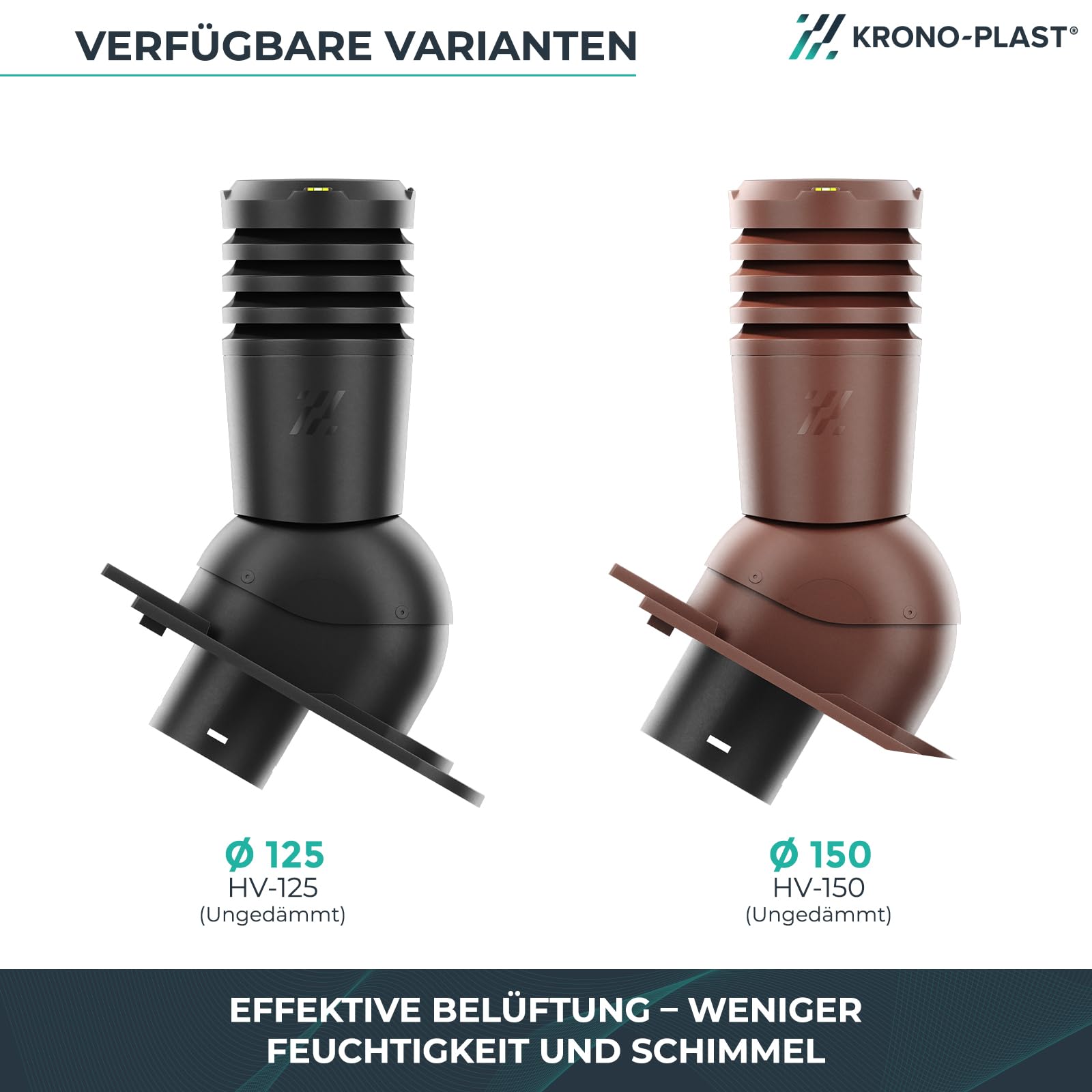 Entlüfterkamin KRONO-PLAST Ecoline Premium 125 Biberschwanzziegel Kronendeckung Doppelrömer Dachziegel Lüfter Dachlüfter Ziegelrot RAL 8004