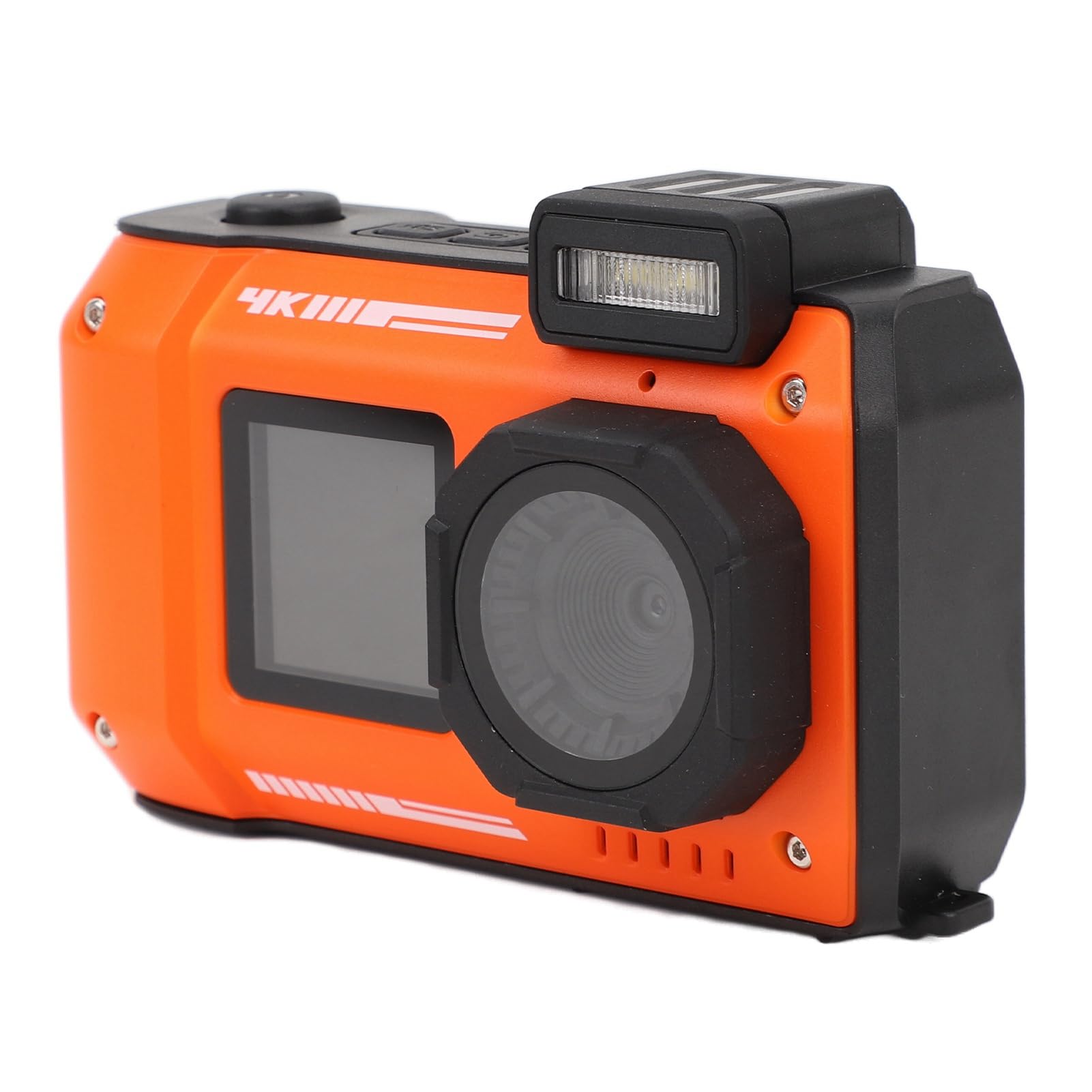 4K 65MP Underwater Camera, Autofocus 2.88in 1.44in Dual Screen, 2500mAh 33FT Camera with Fill Light, for Snorkeling (Orange)