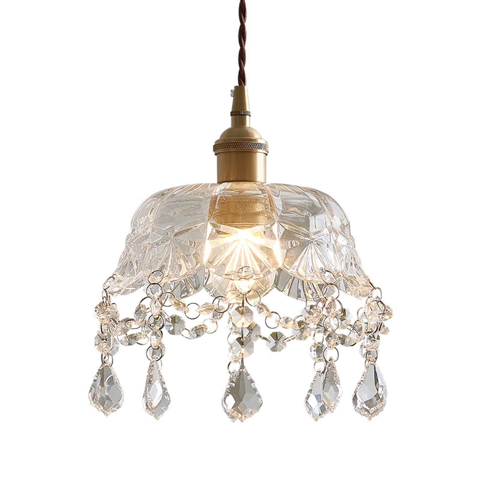 Luminaire de plafond en cristal vintage E27 et suspension rétro