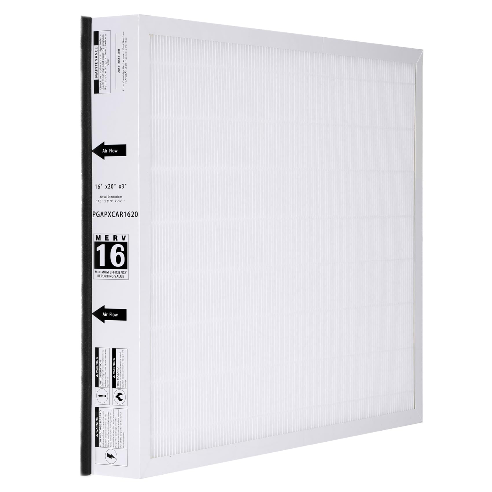 Pack of 1 PGAPXCAR1620 Repacement Cartridge, AGAPXCAR1620 Replacement Filter Compatible With Bryant/Carrier Purifier, 16x20x3 Inches Filter Fits for Carrier Part PGAPAXX1620