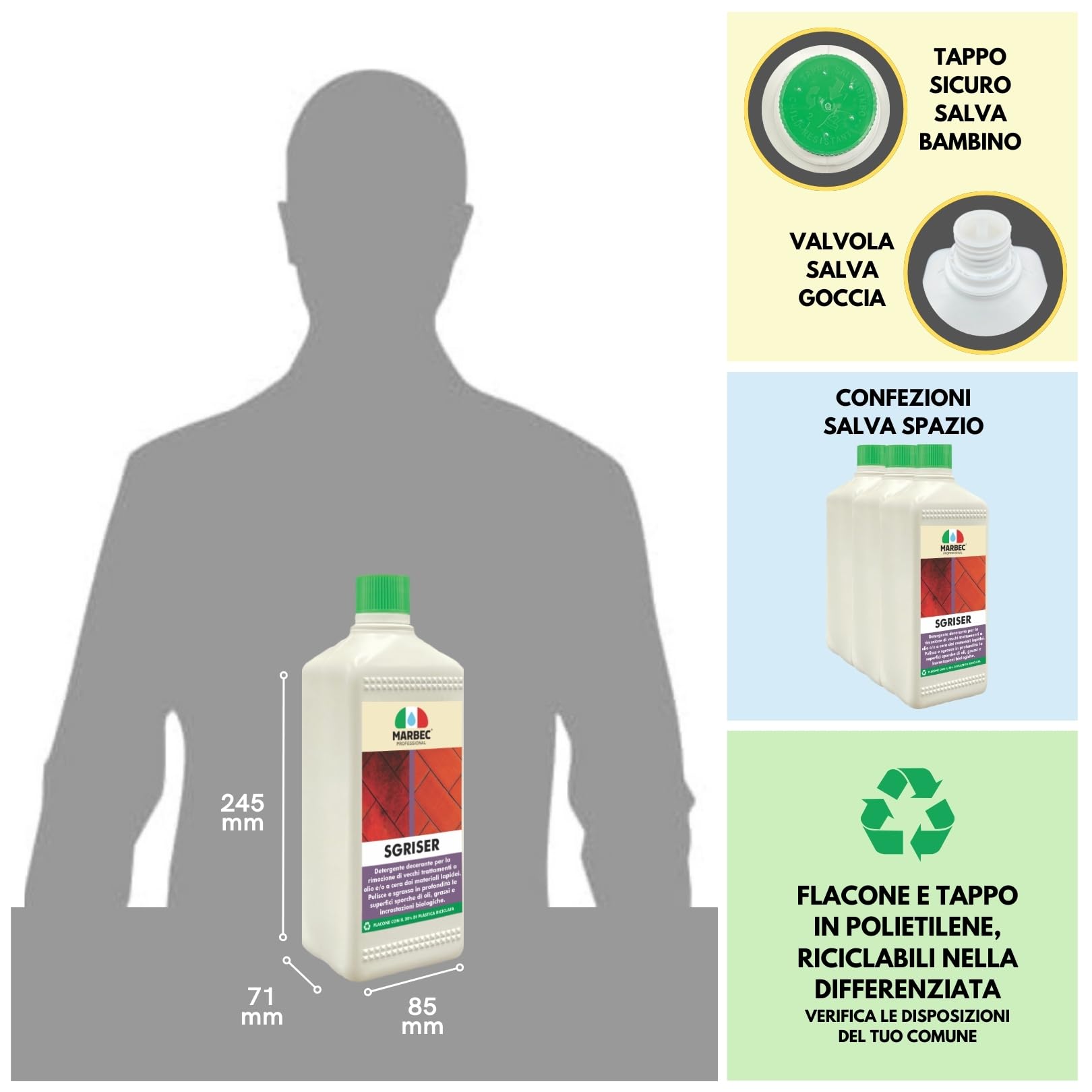MARBEC SGRISER 1LT Detergente decerante forte per materiali lapidei