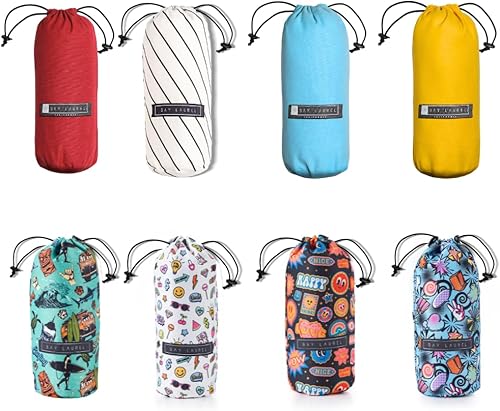 Vista 34 de BAY LAUREL - Toalla de playa turca con bolsa de viaje, grandes, de 39 x 71 pulgadas, de secado rápido, libre de arena y ligera Beige con bolsa roja