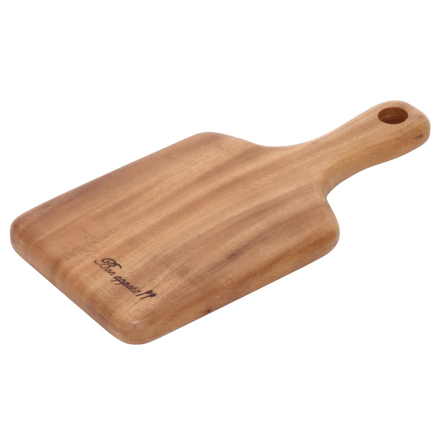 不二貿易 アカシア 木製食器 まな板 取っ手付き カッティングボード Sサイズ 幅25×奥行12.7×高さ2cm キャンプ ピクニック 皿 ハンドメイド 天然木 30517