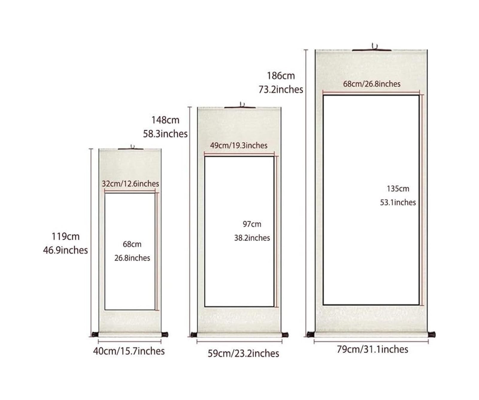 Artystyczne malowanie tuszem, klasyczny chiński krajobraz, dekoracja feng shui do jadalni, kolekcja prezentów na parapetówkę(Creamy white C,40L x 119W cm)