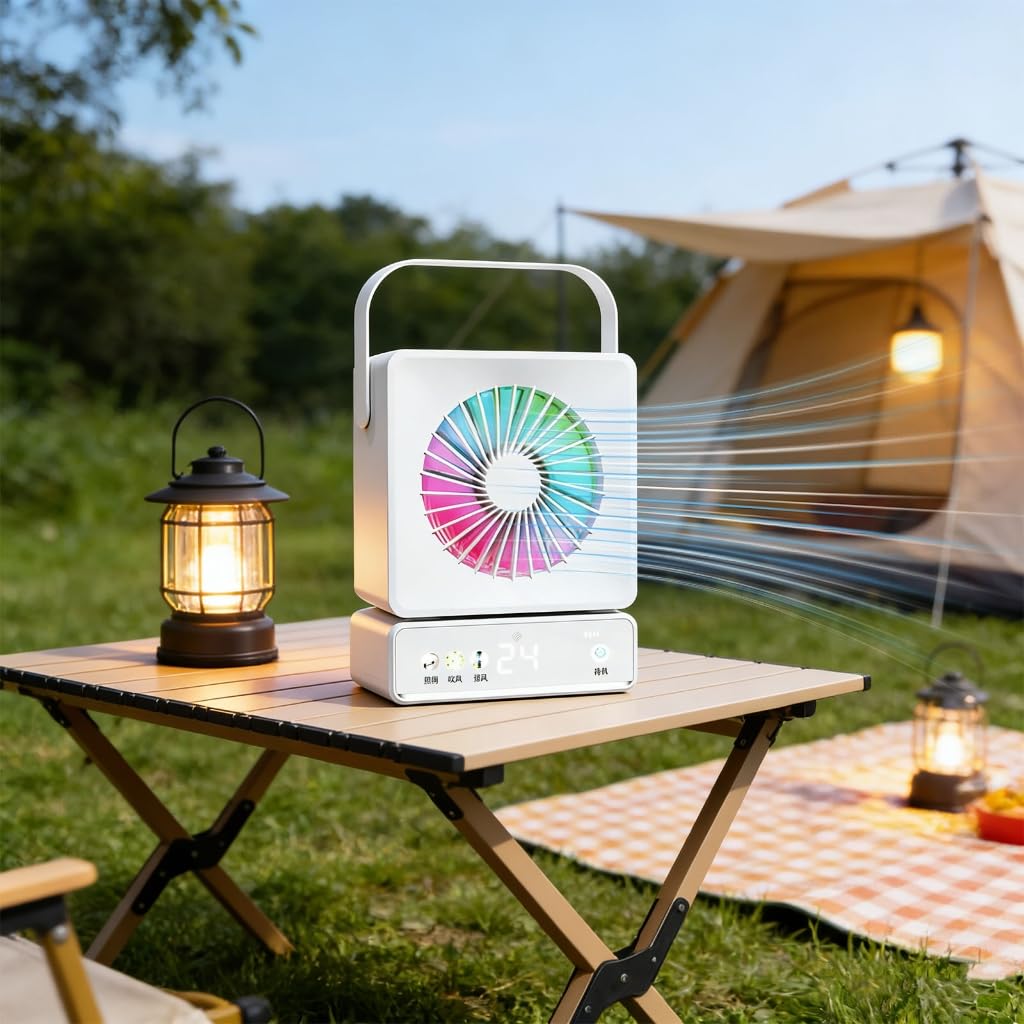 Ventilatore USB da tavolo con batteria da 6000 mAh e movimento largo 120 gradi per casa o ufficio