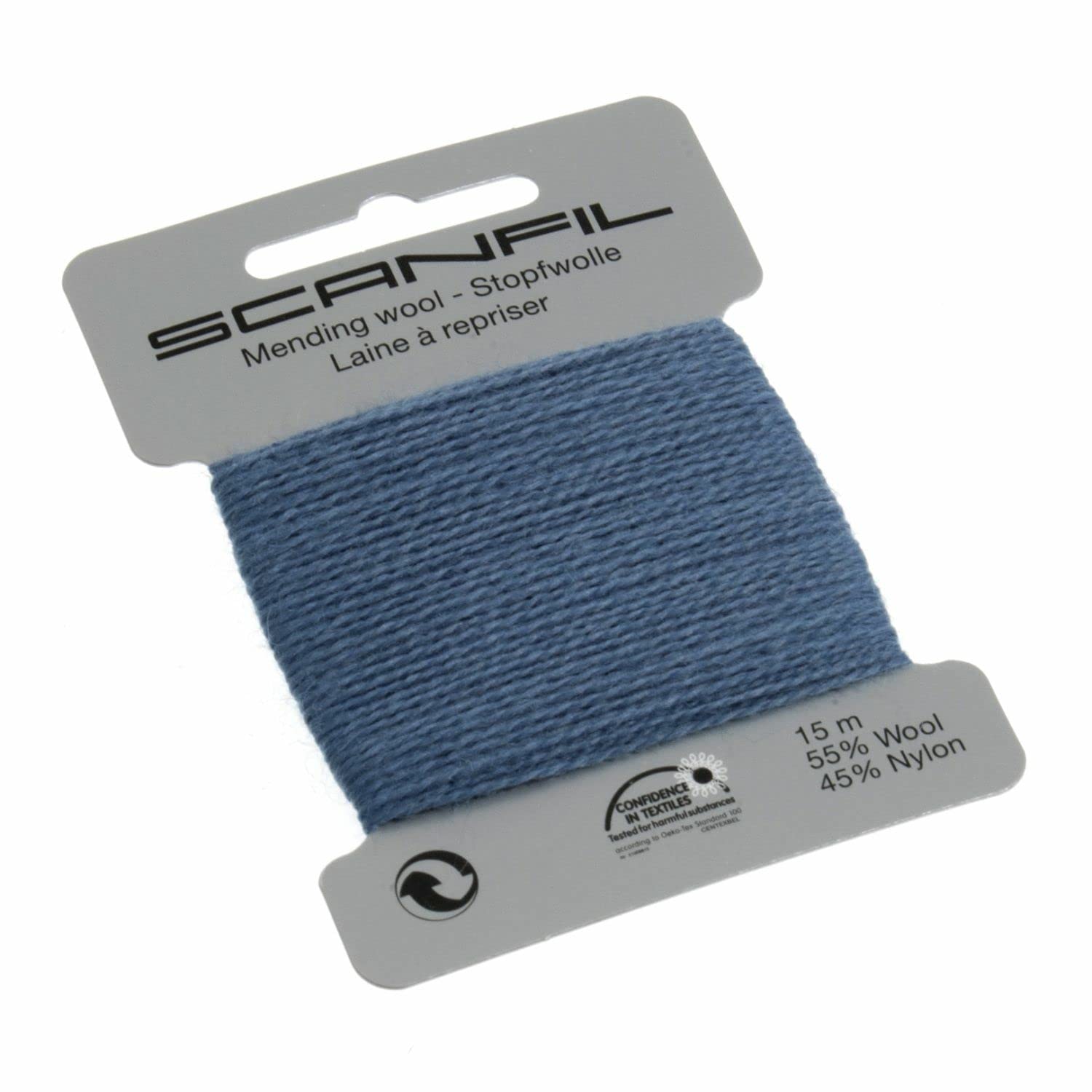 STEEL BLUE Scanfil Thread for Darning & Mending - 55% Wool 45% Nylon 15 Metres