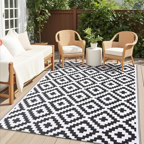 Waterproof Outdoor Rug- Durable Plastic Straw Patio Mat for Camping RV Picnic Balcony Deck Backyard Beach Waterproof & Easy-Clean Outdoor Carpet for Patio Garden Porch