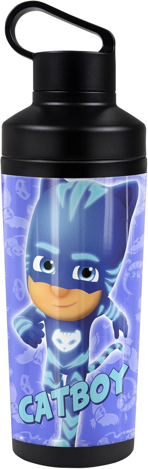 PJ Masks OFFICIAL Catboy Character 18 oz Insulated Water Bottle, Leak Resistant, Vacuum Insulated Stainless Steel with 2-in-1 Loop Cap