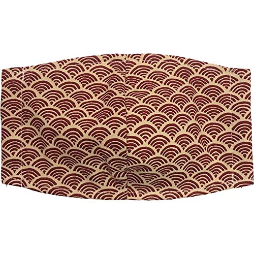 和柄プリント立体布マスク1枚 祭山 大人用フリーサイズ (古典柄青海波 エンジRA007-60)