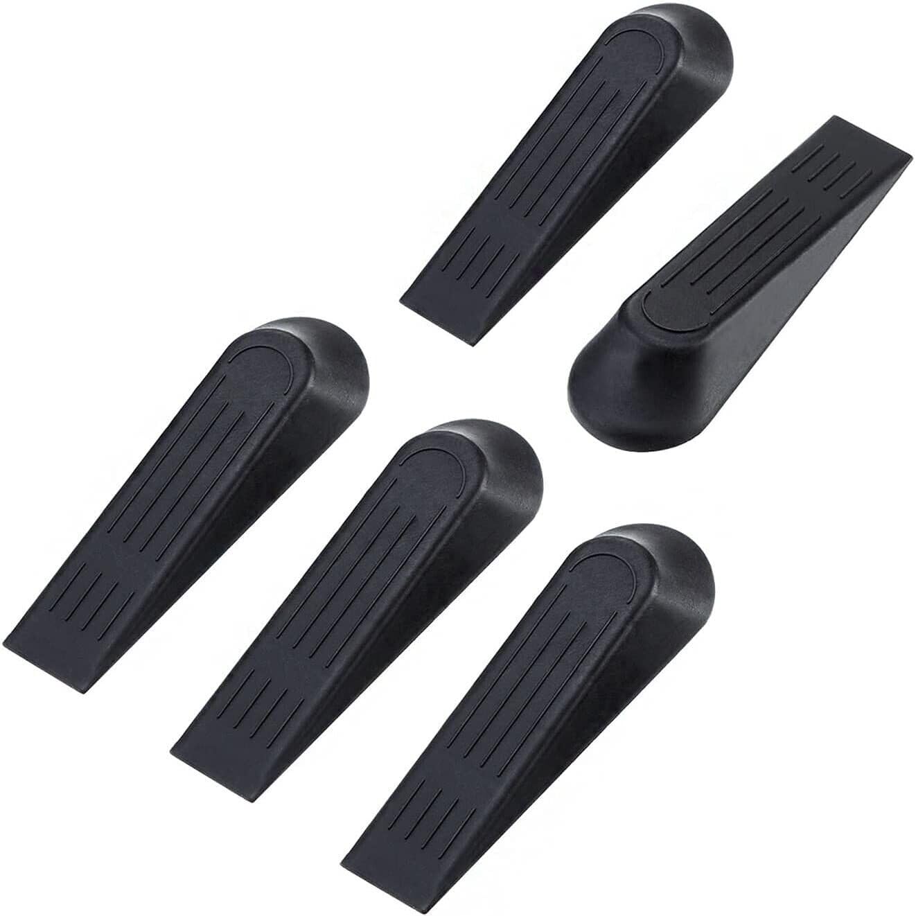 Lnd Gifts Black Durable Plastic Door Stop, 5-Pack Door Stoppers, Anti-Skid Door Wedge Door Stopper, Ideal For Home And Office Use Door Stops Wedge Multipack