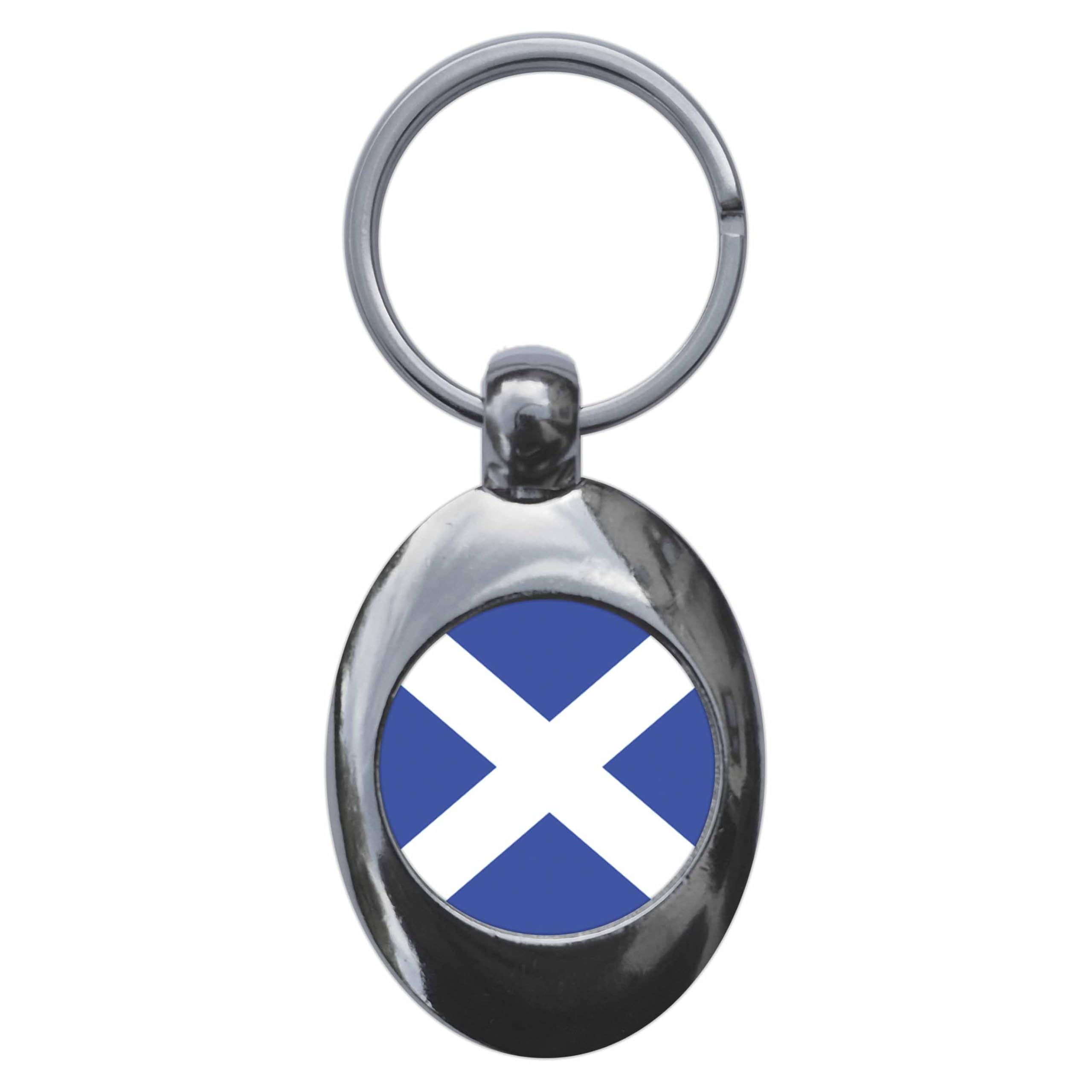Ozorath SCOTLAND SCOTTISH NATIONAL FLAG TROLLEY COIN KEY RING CHAIN