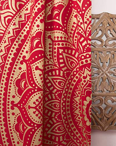 Popular Handicrafts Indian Hippie Bohemian Beautiful Ombre Color Mandala Curtain Panels Red Gold #TOP3