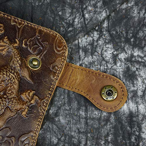 Men's Genuine Leather Long Wallet Chain Wallet Card holder Wallet with Coin Pocket3