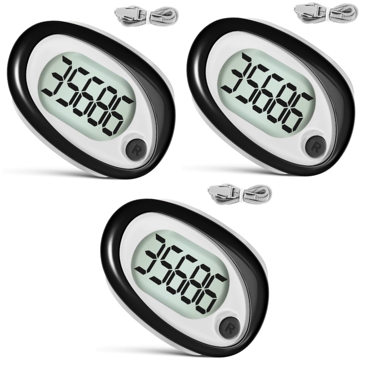 Hemobllo Schrittzähler Knöchel Sport Gehen Lanyard Jogging Clips elektronisch 3D Schritte Schlüssel Schalter für Wandern Spazierzähler Lauftheke Plastik Schwarz