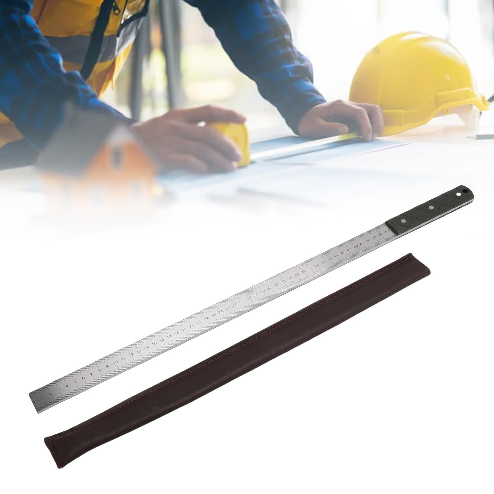 FILFEEL Righello in Acciaio Inossidabile da 0–49 Cm/0–19 Pollici Strumento di Misurazione in Pollici a Doppia Scala Metro in Acciaio Spesso 5 Mm per Falegnami Ingegneri Architetti Studenti