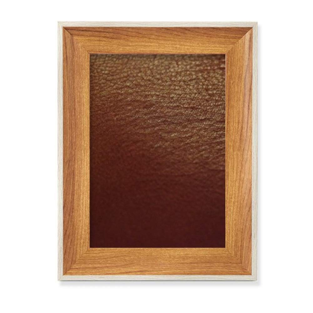 Peinture abstraite cuir brun et cadre en bois de bureau pour deco salon