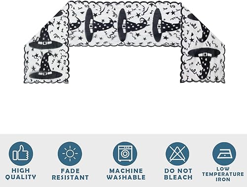 Miniatura 8 de Camino de mesa de Halloween  Camino de mesa de encaje con sombrero de bruja para decoración de mesa de Halloween  Máscara de Halloween, cena, fiesta