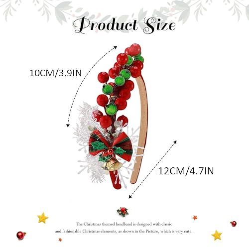 Miniatura 5 de GORTIN Diademas de Navidad con flores de Navidad, diadema de bayas rojas, corona de nieve, corona de Navidad, banda para el cabello, disfraz de