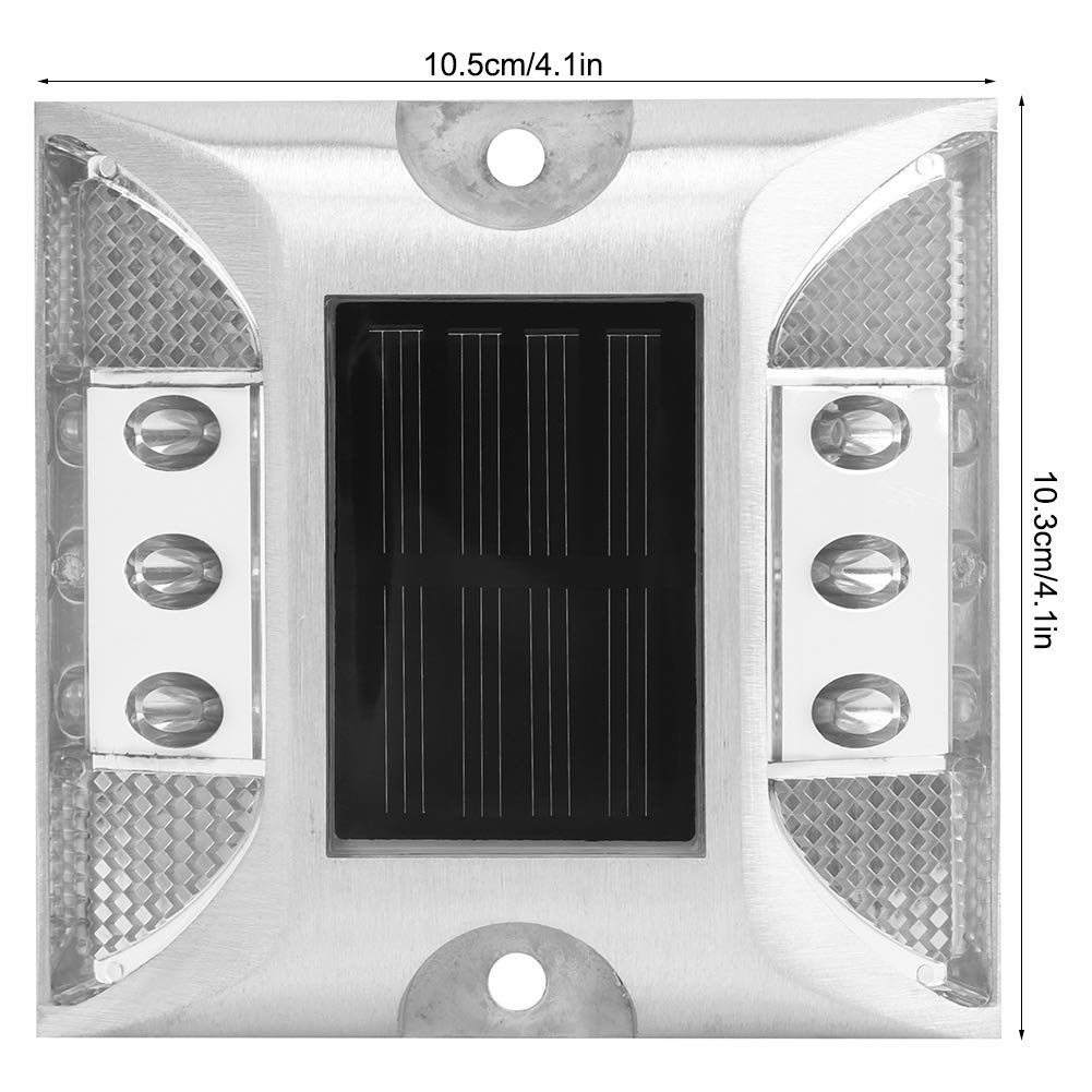 Luces de Marcador de Tierra LED de Energía Solar Lámpara de Carretera Al Aire Libre Impermeable Duradera para Entrada 4.1x4.1in Amarillo (WHITE)