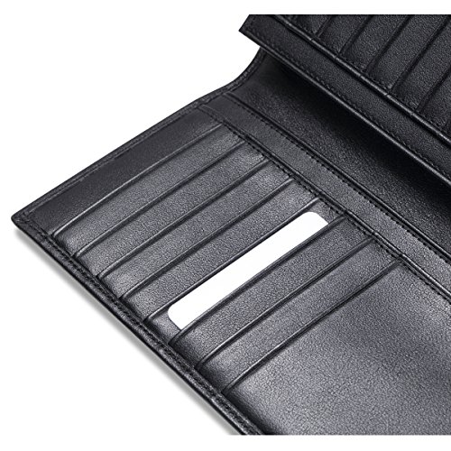 HISCOW Bifold Long Wallet with 15 Credit Card Slots - Italian Calfskin (Black)4