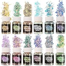LETS RESIN Opal Chunky Glitter for Resin, 12 * 10g Craft Glitter Powder for Tumblers/Slime, Iridescent Chameleon Glitter Sequins Festival DecorEach 0.35oz