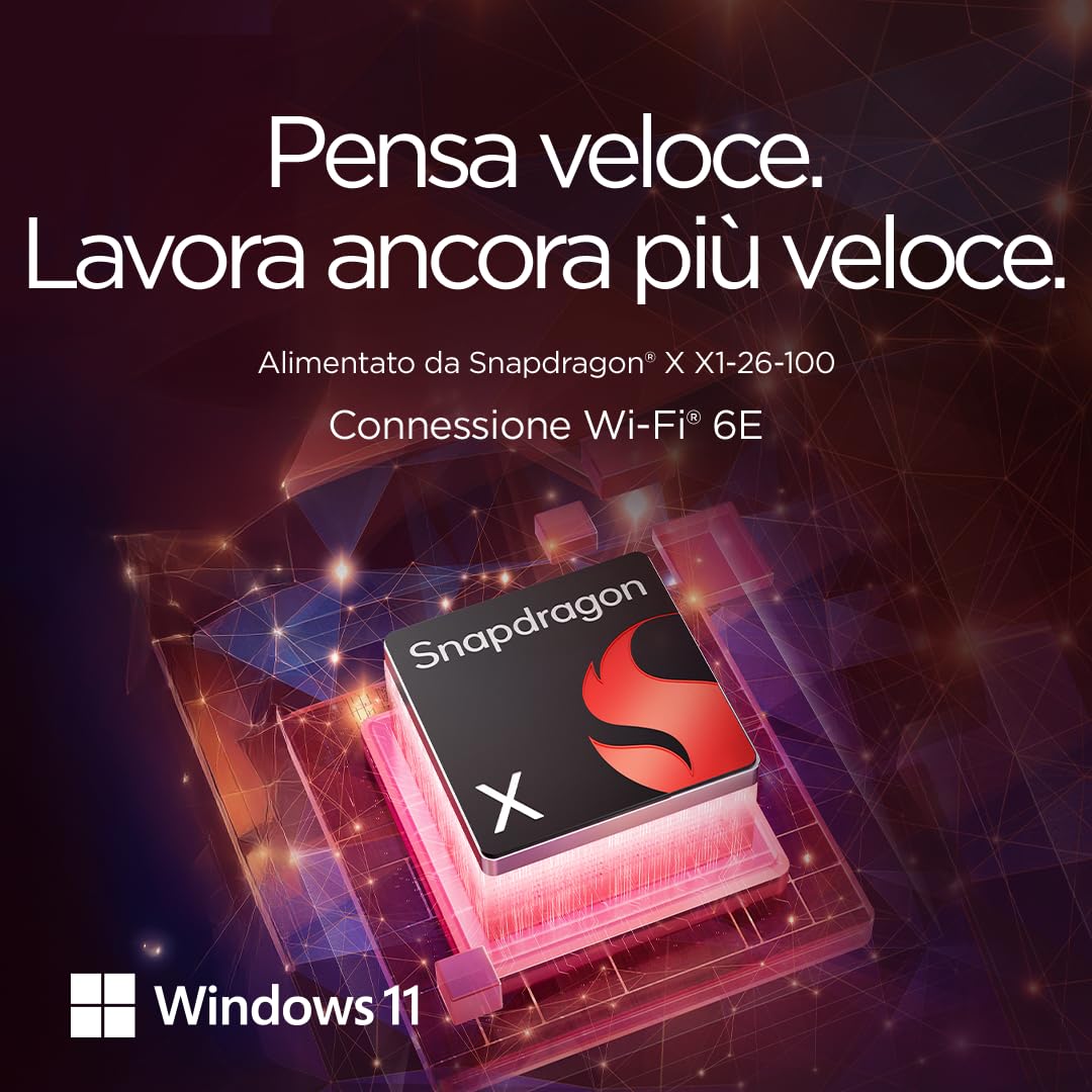 Lenovo IdeaPad Slim 3 Notebook Copilot+ PC 15,3” (1920x1200), Snapdragon X X1-26-100, RAM 16 GB, 512 GB SSD, Grafica Integrata, WiFi 6E, Windows 11 Home - Luna Grey