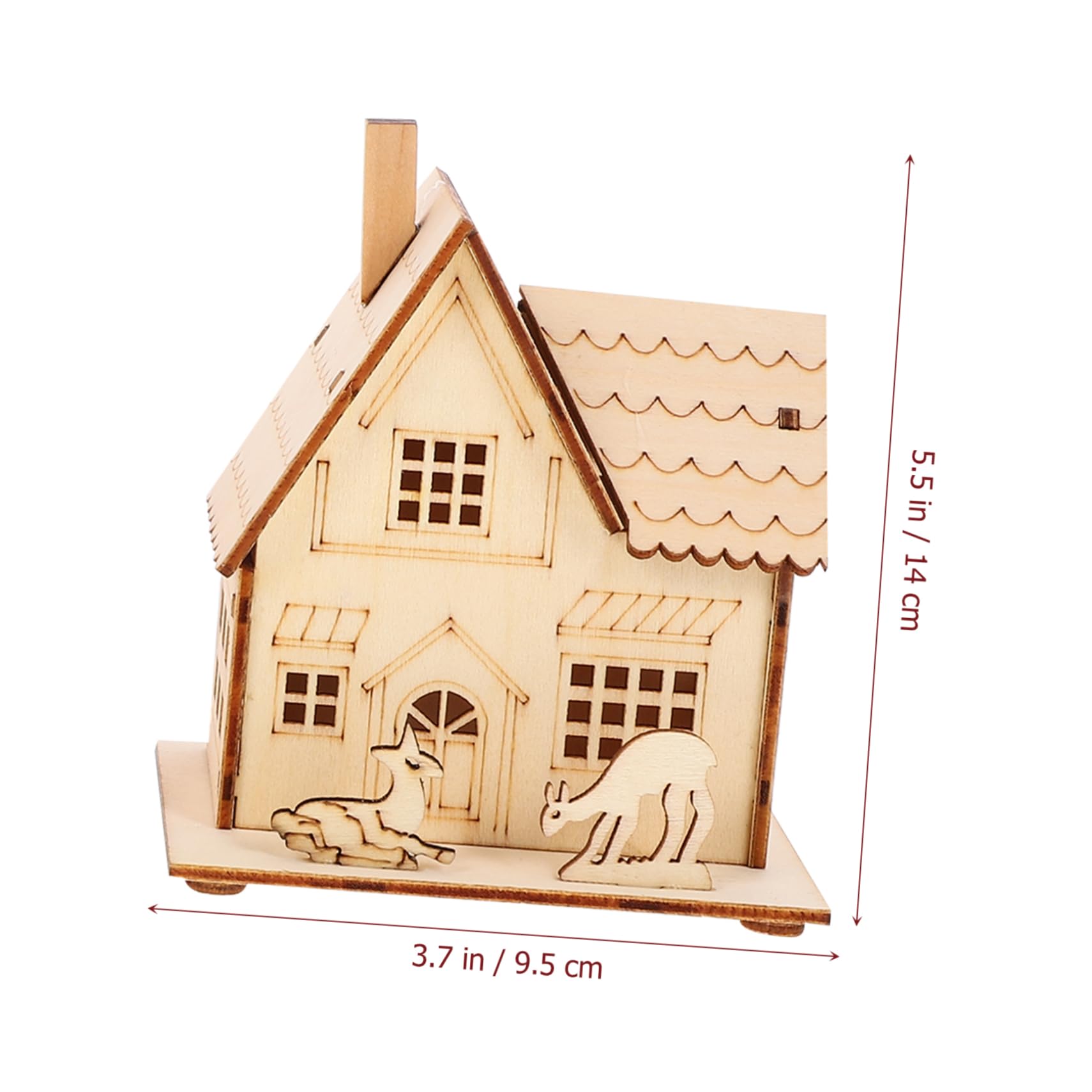 Adorno Luminoso De Decoración Navideña Casas De Madera Natural Tamaño Pequeño Efecto Iluminación para Cálido Escenas Festivas 3 Piezas