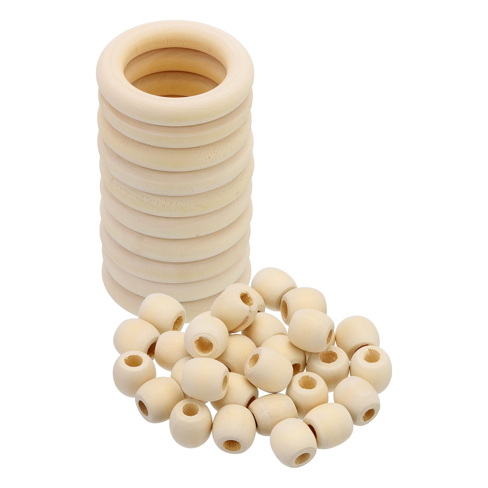 PATIKIL Natural Wood Rings and Unfinished Wooden Beads Set