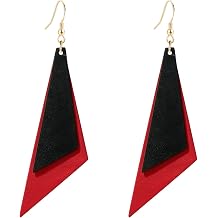 Triangle Wooden Dangle Earrings Double Layer Geometric