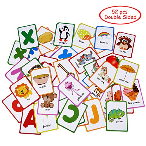 Alphabet Flash Cards For Toddlers: Teach Toddler Abc Letters & Words, 52 Double-Sided Uppercase And Lowercase Letters Cards - Preschool Learning #TOP1
