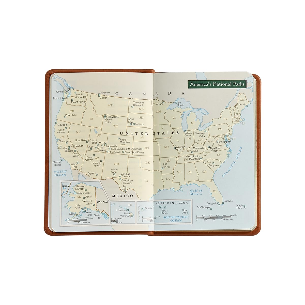 Graphic Image U.S. National Parks Guide & Journal, Genuine Leather, Green, 3.75"x4.8"      Unknown Binding – Day to Day Calendar