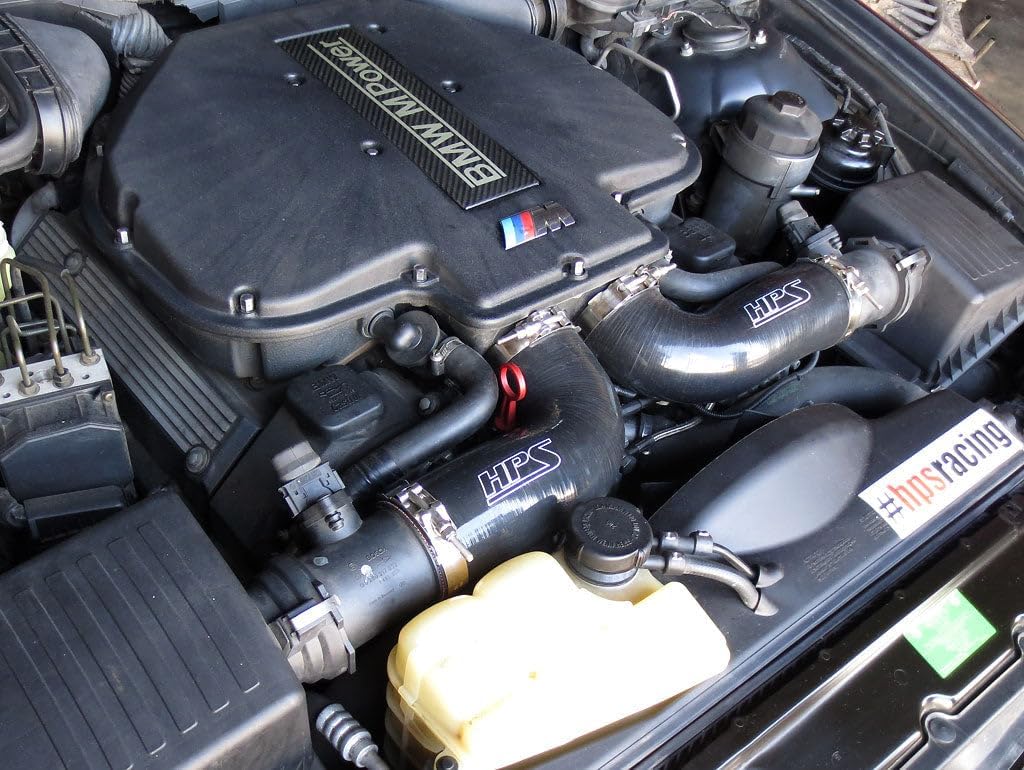 HPS Performance Black Silicone Air Intake Hose Kit Compatible for BMW 1998-2003 M5 E39 5.0 V8, 57-1291-BLK