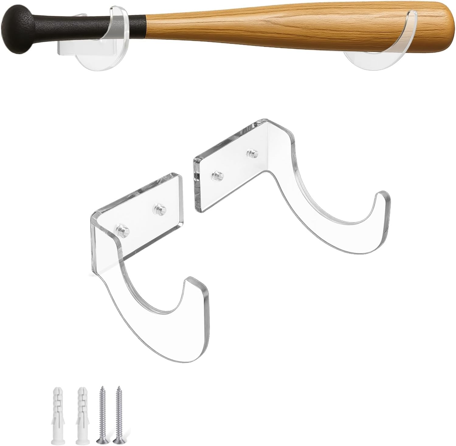 Baseball Bat Wall Mount Holder, Acrylic Baseball Bat Display Rack, 1 Set