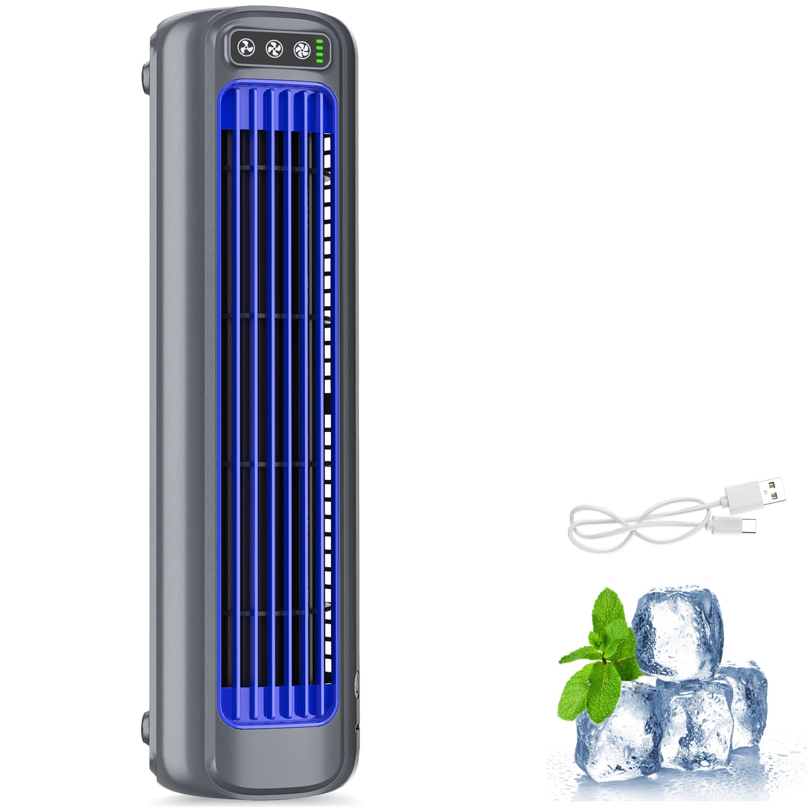3-Gang Kleine Tragbare Klimaanlage, Wandmontierte Klimaanlagen, USB Aufladbare Mini-Klimaanlage, Bohrfreie Wandmontierte Elektroventilator, LuftküHlventilator FüR Schlafzimmer BüRo Schreibtisch