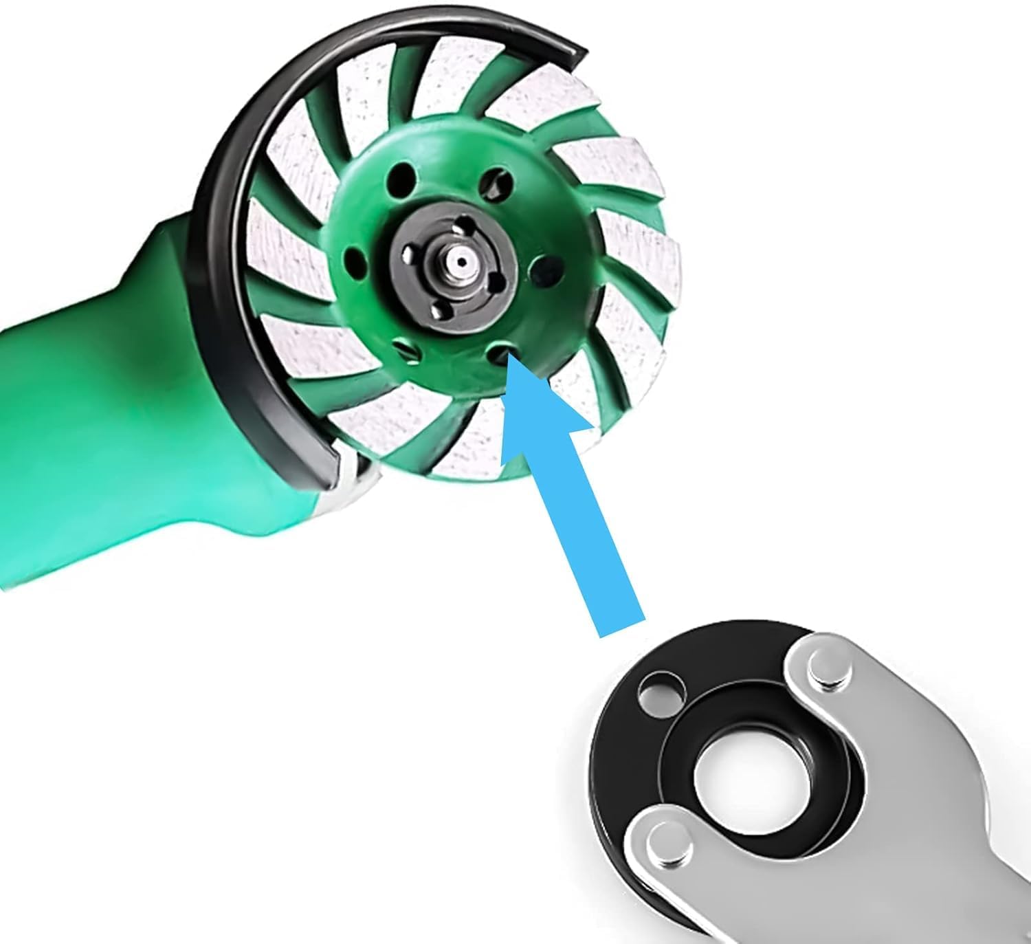 Grinder Angle Wrench with 2-Pack 5/8-11 Spanner Metal Lock Nut, Compatible with Decker Ryobi 4.5" 5" 5/8-11 & Milwaukee Makita 193465-4 Bosch-Black