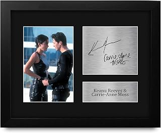 HWC Trading Keanu Reeves Carrie-Anne Moss The Matrix Neo, Trinity Framed Gifts Printed Signed Autograph Picture for Movie Memorabilia Fans - US Letter Size